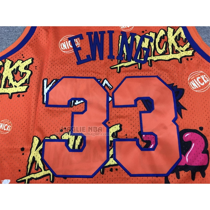 Maglia
 Patrick Ewing NO 33 New York Knicks Mitchell & Ness Slap Sticker 1991-92 Arancione
